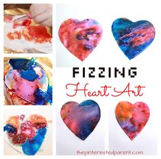 the cover of fizzing heart art is shown with images of hearts in different colors