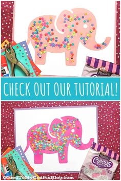 a pink elephant with sprinkles on it and the words check out our tutorial