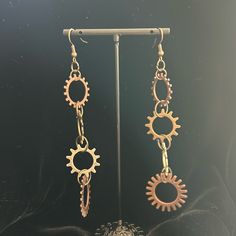 Very Cool Steam Punk Style Earrings For Gears Connected To One Another. 4 1/2 Inches Long And 1 Inch Wide. Fun To Add To Any Steam Punk Or Modern Outfit. Handmade. Punk Style, Steam Punk, Style Earrings, Modern Outfits, Earrings Color, Punk Fashion, Handmade Silver, 1 Inch, Steam