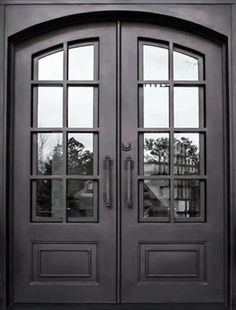 a double door with two sidelights and glass panels on the front entrance to a home