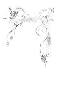 a drawing of flowers and leaves on a white background