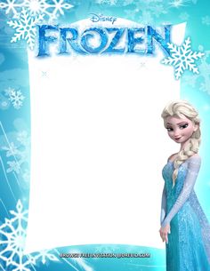 the frozen princess is standing in front of an empty sign with snowflakes on it