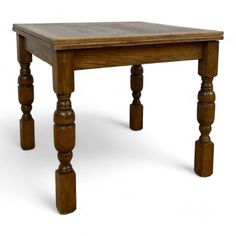 a small wooden table with two legs and a square top on an isolated white background