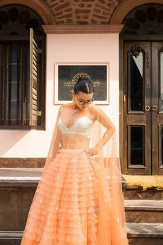 Summer Weddings 2024 Are Calling For Soft Sorbet Hues - ShaadiWish Embroidered Clouds, Peach Candy, Drunk Love, Layered Tulle Skirt