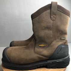 Like New! Keen Utility Composite Toe Wp Metal Free Wellington Work Boot Men Size 15d Brown Size: 15d Color: Brown Style: 1024214 Material: Full-Grain Barnyard Resistant Waterproof Leather Meets Astm F2412-18 And F2413-18 M I/75 C/75 Eh Standard Meets Astm F2913-17 Satra Non-Slip Testing Standard Meets Astm F1677-96 Mark Ii Non-Slip Testing Standard Midsole Meets Astm D471-06 903# Oil And Isooctane Chemical Resistance Standard Meets Csa Z195-14 Grade 1 Standards For Protection Electrical Hazard ( Brown Waterproof Closed Toe Boots With Reinforced Heel, Brown Slip-on Boots For Outdoor Work, Brown Steel Toe Boots For Construction, Brown Slip-on Boots With Reinforced Toe, Steel Toe High-top Brown Work Boots, Industrial Steel-toe Boots For Construction, Brown Slip-on Work Boots With Reinforced Toe, Brown Slip-on Work Boots With Steel Toe, Brown Abrasion-resistant Outdoor Work Boots