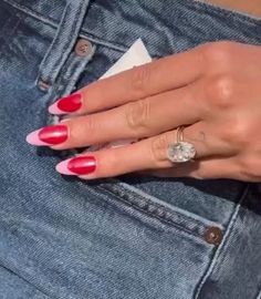 Hailey Bieber Nails, Bieber Nails, French Tip Gel Nails, Pink French Nails, Almond Acrylic Nails, Gem Nails, Nails 2024, Pink Acrylic Nails, Heart Nails