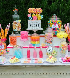 a table with candy and candies on it