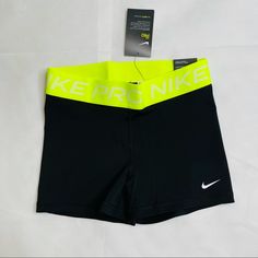 Brand New With Tags, Never Worn! No Stains Or Flaws. Women’s Nike Black Spandex With Wide Waist Band In The Color Florescent Green. Hard To Find ! Size: Medium Inseam 3” All Items Ship Same Day Or Next Day ! Ask Any Questions You May Have. Weekend Sales Will Ship Monday Nike Fitted Athletic Shorts With Go-dry, Fitted Nike Athletic Shorts With Go-dry, Nike Fitted Go-dry Shorts, Nike Sporty Fitted Shorts, Nike Fitted Workout Shorts, Nike Elastane Training Bottoms, Nike Fitted Sports Bottoms, Nike Black Fitted Athletic Shorts, Nike Sportswear Elastane Bottoms