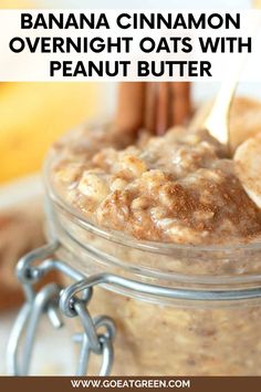 banana cinnamon overnight oats with peanut butter