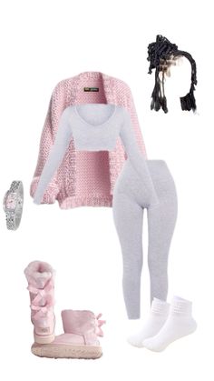 Pink Grey Outfit, Pink Winter Outfit, Teen Swag Outfits, Cute Nike Outfits, Grey Outfit