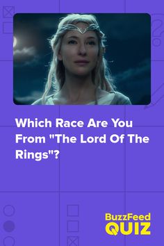 a woman with long blonde hair and the words which race are you from the lord of the rings?