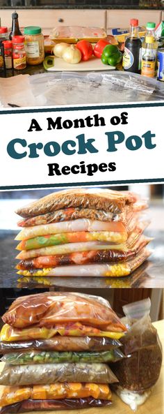 a stack of crock pot sandwiches sitting on top of a counter next to other food items