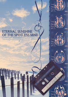 an advertisement for the movie eternal sunshine of the spotless mind, with cassette tape attached to it