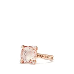 a ring with an morganite stone in the center