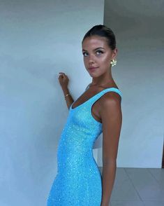 Swater Dress, Dress Accessories Ideas, Blue Summer Dress Outfit, Summer Vacay Outfits, Summer Fits Aesthetic, Vacation Maxi Dress, Cute Vacation Outfits, Ibiza Outfits, Fits Aesthetic