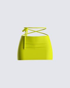 Wearing this mini, tie skirt will not just be a walk in the park... you'll be the talk of the park 💛😍 Yellow Mini Skirt, Rok Mini, Future Of Fashion, Welcome To The Future, Party Fits, Tie Skirt, Looks Party, Tumblr Outfits, Walk In The Park