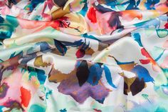 This beautiful acetate charmeuse is lightweight, drapes well, and has a smooth finish! This fabric was made in Italy for Prime Fabrics. Watercolor Floral, Floral Watercolor, In Italy, Italy, Floral, Fabric