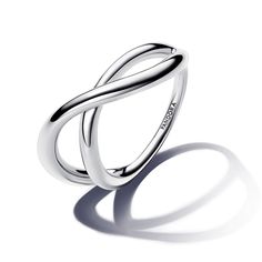 From Pandora, bring dimension to your look when you wear the Organically Shaped Infinity Ring. This sterling silver ring splits into two overlapping bands, connected at the back. Both bands have a with a slight wave and varied width for an undulating, organic look. Embodying the beauty found in nature's organic shapes, this ring will add an architectural element to your look. Pair it with other sterling silver styles for monochromatic minimalism or use it as the foundation for your next maximali Pandora Rings Stacked, Pandora Essence, Pandora Ring, Fancy Rings, Pandora Rings, Infinity Ring, Pandora Style, Pandora Silver, Birthday List