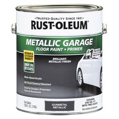 rustoleum metallic garage floor paint and primer in white, with black trim