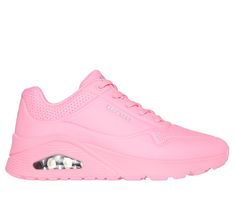 Step out in a fashion favorite with Skechers Street Uno Envy - Pointed Bliss. Updated with a tapered toe that is pointier than the traditional Uno, this lace-up sneaker features a perforated duraleather upper, Skechers Air-Cooled Memory Foam insole, and a Skech-Air visible airbag midsole. | Skechers Women's Uno Envy - Pointed Bliss Sneaker | Medium Width | Skechers Air-Cooled Memory Foam cushioned comfort insole | Skech-Air visible airbag midsole | Perforated duraleather upper | Lace-up fashion Medical Shoes, Skechers Women, 2 Inch Heels, Skechers Shoes, Pink Fashion, Womens Shoes Sneakers, Sneakers Fashion, Memory Foam, Heel Height