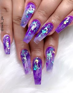 Purple Nail Art Designs, Purple Nail Art, Purple Acrylic Nails, Purple Nail Designs, Purple Acrylic, Purple Nail, Her Nails, Blue Nail, Summer Acrylic Nails