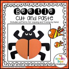 the beetle cut and pastee craft is shown with an image of a ladybug