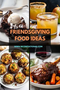 a collage of different foods and drinks with the words, friends giving food ideas