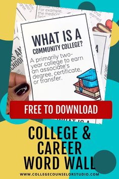 the college and career word wall with text overlay that reads, what is a community college?