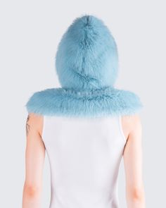 Have temperatures rising even on the chilliest of days in this blue hood 😉 Made from soft faux fur and complete with a hook & eye closure for a fierce winter statement piece ❄️ Hooded Scarf Pattern, Black Off Shoulder Top, Rhinestone Top, Black Off Shoulder, Hooded Scarf, Sequin Mini Skirts, A Hook, Mini Sweater Dress, Fur Hood