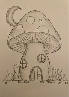 mushroom house sketch #drawingideas #sketch #drawingbase #drawingbodyposes #drawing Mushroom Drawing Hippie, Easy Mushroom Drawing, Cool Pencil Drawings, Meaningful Drawings, Mushroom House, Easy Doodle Art, Easy Doodles Drawings, Easy Drawings Sketches, Doodle Art Designs