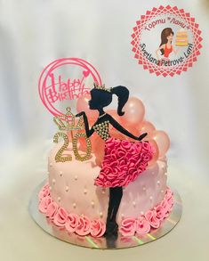 a birthday cake decorated with pink and white frosting for a 25 year old woman