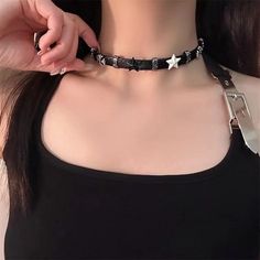 Material: Alloy 
Size: One Size 
Length: 41-50CM/16.1-19.7" 
SKU:?C1014 Star Decor, Moda Cyberpunk, Punk Design, Black And White Stars, Black Choker Necklace, Moda Punk, Gothic Necklace, Five Pointed Star, Star Decorations