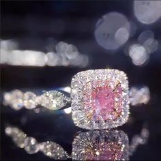 Stamped S925 Zico Onia Round Cut Stones Rings Pink, Cushion Cut Diamond Ring, Band Fashion, Magic Items, Cushion Cut Ring, Square Ring, Crystal Diamond, Wedding Bridal Jewellery, Luxury Rings