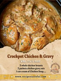 Chicken Gravy Mix Recipe, Crockpot Chicken Gravy, Chicken Gravy Mix, Mini Crockpot Recipes, Recipes Crockpot Chicken, Crockpot Chicken And Gravy, Chicken And Gravy, Turkey Bird, Gravy Ingredients