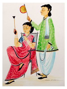 a painting of two people holding an umbrella