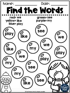 a worksheet with words and pictures to help students learn how to use them