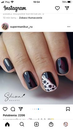 Black Nails With Polka Dots, Grey Gel Nails, Black Nails With Glitter, Grey Nail Designs, Simple Fall Nails, Cute Halloween Nails, Gray Nails