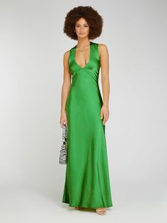 The Nova is your date night dress. Made using 100% recycled polyester, a deep neckline, open back and a soft satin-like shine all you need is a margarita in hand to complete the look. Tie Back Dress, Date Night Dress, Bias Cut Dress, Fern Green, Deep Neckline, Date Night Dresses, Back Dress, Sleeveless Maxi Dress, Affordable Clothes