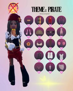 Decor Dti Outfit Ideas, Dress To Impress Accessories, Medusa Dti Outfit, How To Get Tattoos In Dress To Impress, Dti Themes Ideas, Pirate Dti Outfit, Dti Theme 2020, Dress To Impress Doctor Theme, Dti Inspo Outfits