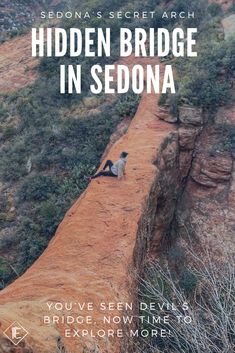 the cover of hidden bridge in sedona, showing a man sitting on a cliff