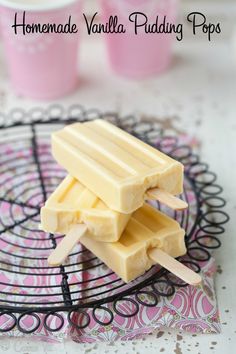 homemade vanilla pudding pops on a plate