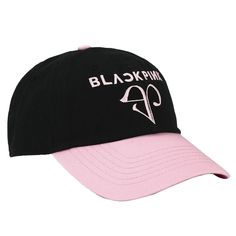 Celebrate your favorite K-pop group with this Blackpink hat. The cap comes in black with a pink brim and features the stylized pink initials BP. The group's name appears above the logo in pink letters. The underside of the brim is a bright shade of neon pink to add some more color. Blackpink fans will love this design. Bp Logo, Amazing Graphic Design, Pink Letters, Pink Letter, Heart Logo, Plain Black, Mini Backpack, Adjustable Hat, Neon Pink