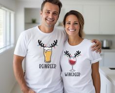 Add some fun to your Christmas celebrations with these hilarious matching couple shirts! 🍻🍷 Perfect for beer and wine lovers, the "Reinbeer" and "Winedeer" designs bring a playful and festive touch to your holiday wardrobe. These soft, comfortable shirts are ideal for holiday parties, cozy nights in, or as a unique Christmas gift for your favorite couple. Spread some holiday cheer with these cute and quirky tees! 🎄 *Matching couple shirts featuring "Reinbeer" and "Winedeer" designs *Great for beer and wine enthusiasts celebrating the holiday season *Made from high-quality, soft fabric for comfort and durability *Perfect for Christmas parties, festive gatherings, or as a fun gift *Available in a variety of sizes to suit all couples *Unique holiday gift idea for beer and wine-loving coupl Matching Christmas Shirts Couples, Couples Shirts Funny, Matching Couples Shirts, Funny Couple Shirts, Couples Shirts, Comfortable Shirts, Cute Christmas Shirt, Matching Christmas Shirts, Christmas Matching