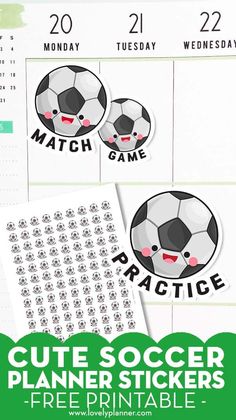 soccer planner stickers with the text cute soccer planner stickers pre - printable