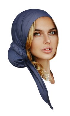 PRICES MAY VARY. LONG NAVY BLUE PRE-TIED HEADSCARF: Soft cotton headscarf with long versatile ties! Can be worn many ways! Super comfy and long lasting with our flexible double stitch hems and decorative over lock finish! NAVY BLUE LONG HEAD COVER FOR WOMEN; CAN BE WORN MANY WAYS: This headscarf can be tied in a bun in back, a side bow, a twist, or wrapped up as a bow or twist on top! SOFT COTTON HEADWEAR FOR WOMEN; CHEMO CANCER TICHEL FRIENDLY: Comfy with or without hair! This pre-tied bandana Blue Head Scarf, Chemo Head Scarf, Christian Head Covering, Hair Snood, Wrap Turban, Sock Bun, Scarf Head, Head Wear, Double Stitch