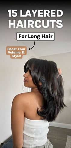 Want to boost your volume and style with layered haircuts for long hair? Check out my blog post featuring 15 fabulous styles, including layered cuts with long layers, curtain bangs, butterfly haircut, long blunt cut, and more. Discover how these layered haircuts can add texture, movement, and fullness to your long hair. Ready for a fresh, voluminous look? Head to the blog now to find the perfect layered haircut for your long hair! Long Layers Curtain Bangs, Layers Curtain Bangs, Layered Haircuts For Long Hair, Layered Haircut Ideas, Long Layered Haircut