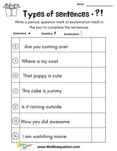 the worksheet for sentences and other activities to help students understand what they are doing