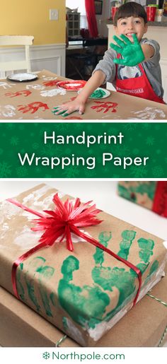 handprint wrapping paper is the perfect way to wrap gifts for kids this christmas season