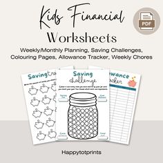 the printable worksheet for kids's financial worksheets is shown