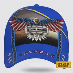 Veterans Baseball Caps Eagle American Blue Pattern, Personalized Name Veteran, Custom Army Cap, Gifts For Military Personnel – Excoolent The Baseball Cap is the ultimate accessory for sporty style and sun protection. Crafted with both fashion and function in mind, it features a classic design that complements various outfits. Made from high-quality materials, it offers... Blue Visor Fitted Hat For Baseball Season, Blue Adjustable Visor Baseball Cap, Sporty Blue Hat With Curved Visor, Sporty Blue Baseball Cap For Outdoor Activities, Blue Baseball Cap With Visor For Outdoor Activities, Blue Baseball Cap With Curved Visor, Adjustable Blue Fitted Hat With Visor, Blue Adjustable Visor Fitted Hat, Adjustable Blue Visor Fitted Hat